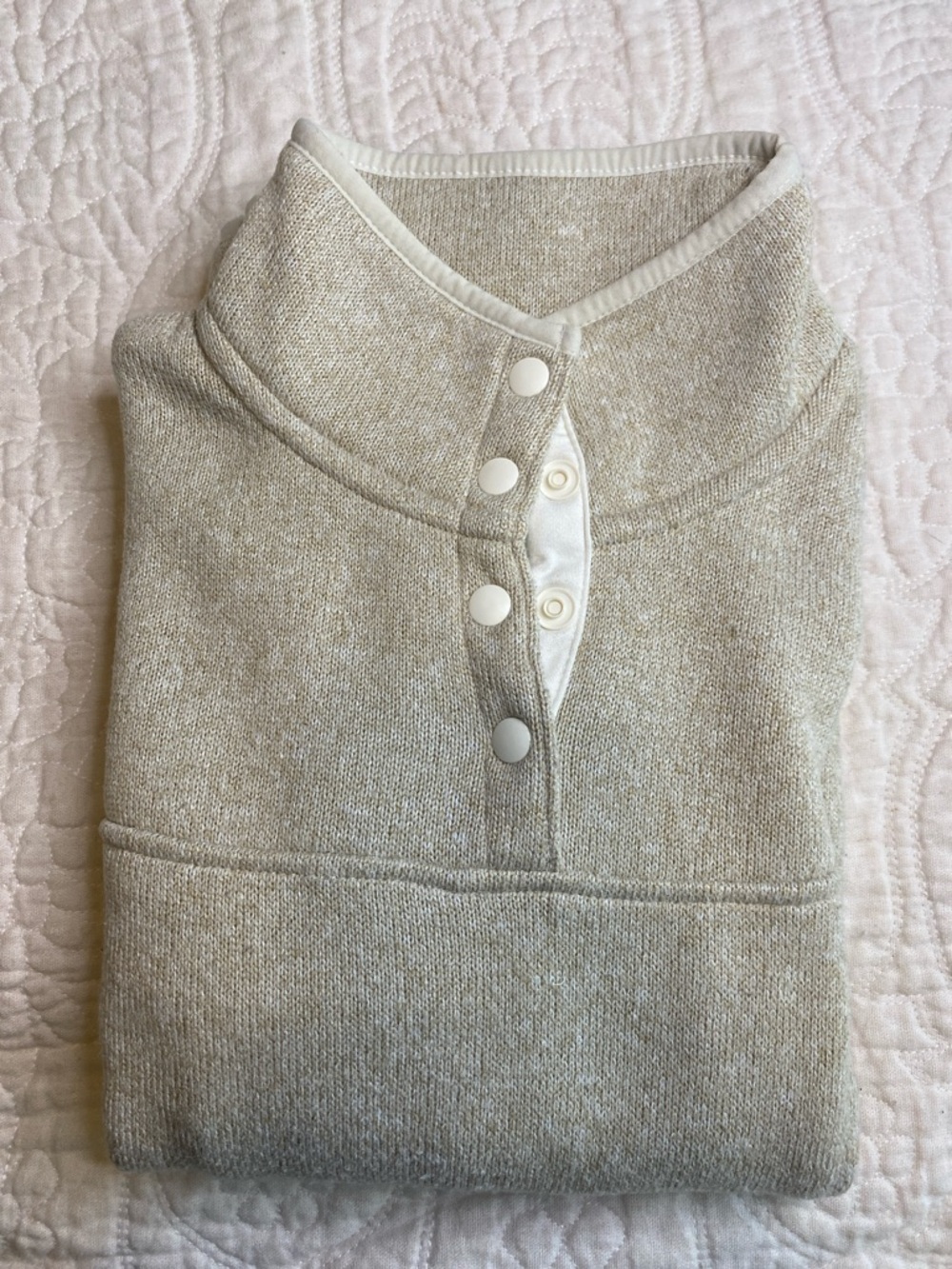 Eddie Bauer Quarter-Snap Turtleneck Pullover - Light Taupe